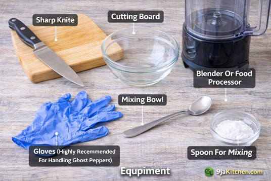 equipment with hand grove and blender