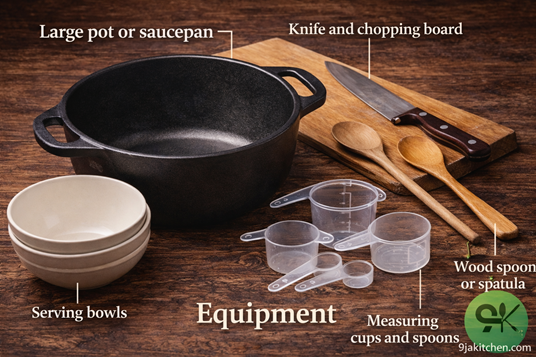 How To Make Garlic Vegetable Soup – A Powerful, Nourishing & Comforting Recipe🧄🍲 3 equipment with serving bowl