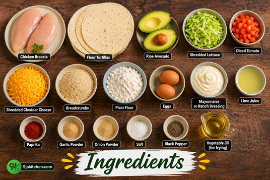 Chicken Avocado Wraps Ingredients