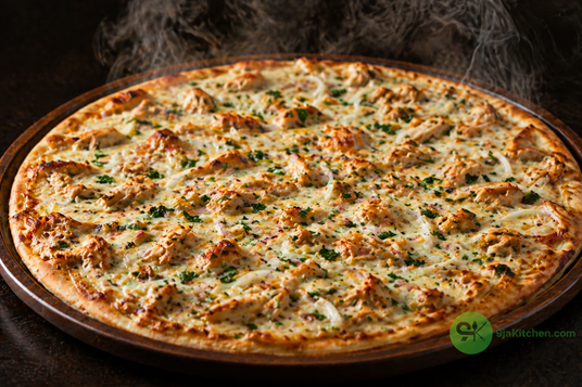 creamy garlic chicken pizza