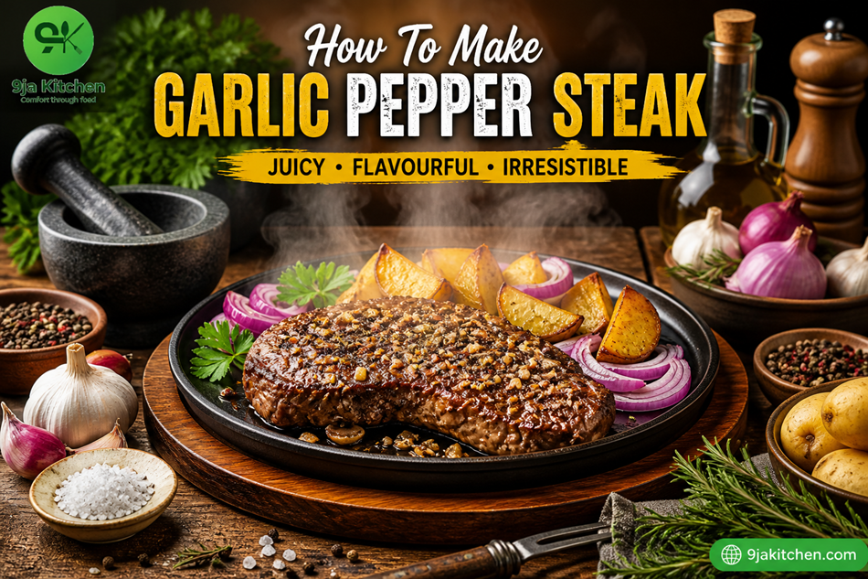 Garlic Pepper Steak.