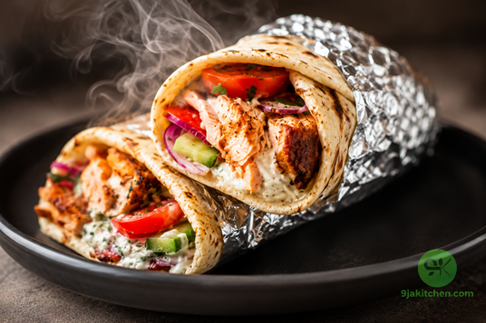 spicy Salmon Shawarma Wrap