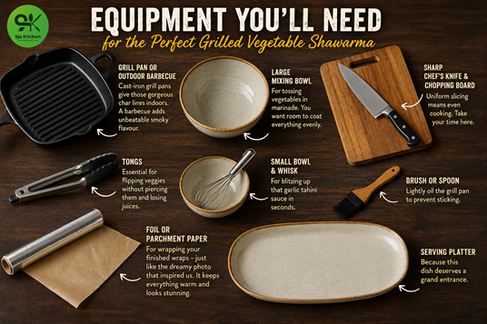 equipment with grill pan and aluminium foil