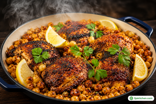 one pan chicken and chickpeas