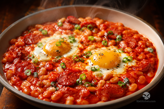 baked beans and eggs