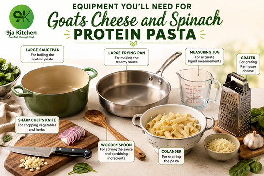 Goats Cheese and Spinach Protein Pasta equipment