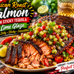 Mexican Roast Salmon with Sticky Tequila and Lime Glaze