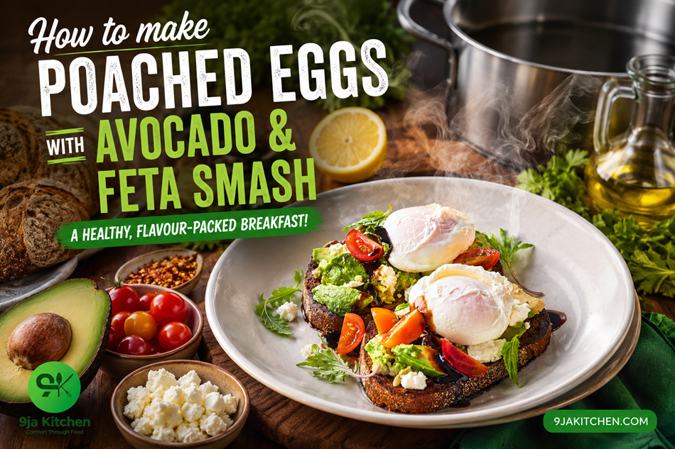 Poached Eggs with Avocado And Feta Smash