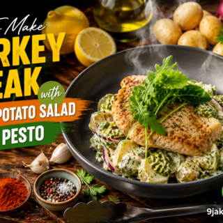 Turkey Steak with Warm Potato Salad and Pesto