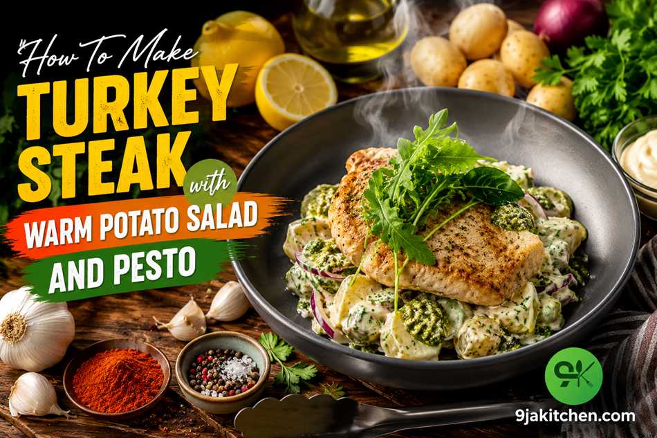 Turkey Steak with Warm Potato Salad and Pesto