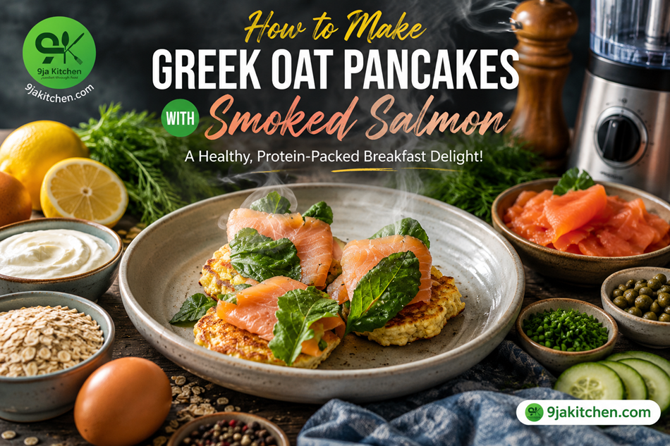 Greek Oat Pancakes with Smoked Salmon