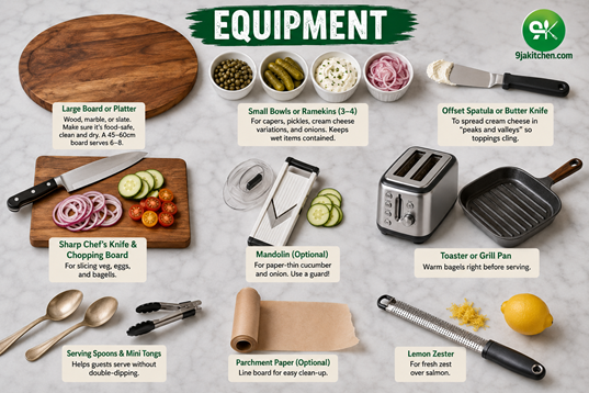 Smoked Salmon Protein Bagel Board Equipment