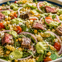 How to Make High-Protein Steak Pasta Salad: A Delicious Protein-Packed Delight🥩🍝🥗✨ 6 creamy pasta salad