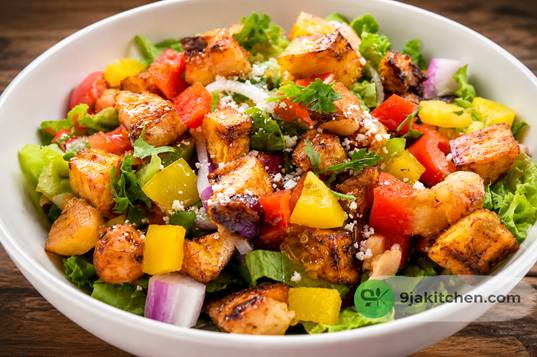 plantain and shrimp salad