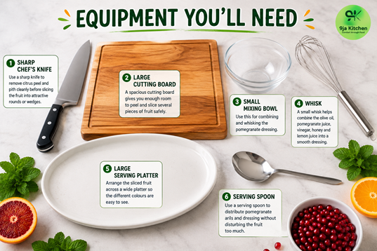 How to Make Citrus Salad: A Delicious Fresh Vibrant Delight🍊🥗✨ 3 salad equipment eith serving platter
