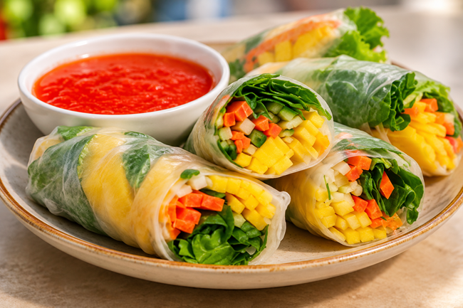 fresh mango spring rolls