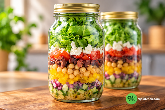 Greek mason jar salad