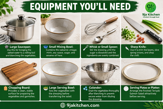 How to Make Teriyaki Salmon Salad: A Delicious Healthy Delight🥗🐟✨ 3 Salad equipment with Colander