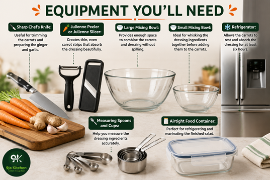 Salad equipment with Julienne Peeler or Julienne Slicer and refigrator