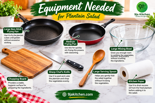 salad equipment with sauce pan and frying pan