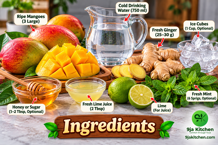 homemade mango ginger juice